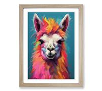 Llama Conceptual Framed Print | A2 Oak Framed Wall Art | Ready to Hang | Modern Animal Picture | Living Room Bedroom Lounge Office