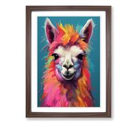 Llama Conceptual Framed Print | A2 Walnut Framed Wall Art | Ready to Hang | Modern Animal Picture | Living Room Bedroom Lounge Office