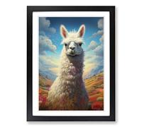 Llama Conceptual No.2 Framed Print | A2 Black Framed Wall Art | Ready to Hang | Modern Animal Picture | Living Room Bedroom Lounge Office