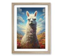 Llama Conceptual No.2 Framed Print | A2 Oak Framed Wall Art | Ready to Hang | Modern Animal Picture | Living Room Bedroom Lounge Office