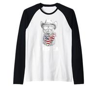 Llama Cowboy Hat Sunglasses American Flag Bandana Gator Raglan Baseball Tee