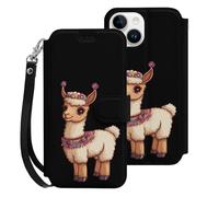 Llama Cute Mobile Phone Front Flip Cases Compatible with iPhone 15/15 Plus/15 Pro/15 Pro Max Anti-Scratch Covers