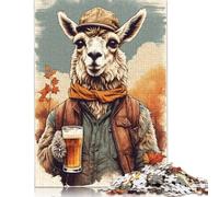 Llama Drinking A Beer Puzzles 500 Pieces Wooden Puzzles Puzzles for Adults Teenagers Teenager Man Woman Gift 500pcs (52x38cm)