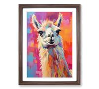 Llama Expressionism Framed Print | A2 Walnut Framed Wall Art | Ready to Hang | Eclectic Animal Picture | Living Room Bedroom Lounge Office