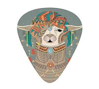 Llama Headwear Guitar Picks 12 Pack Universal ABS Guitar Picks,Colorful Headwear Wearing Llama with Accessories Earrings NeckAbstract Animal,for Acoustic and Electric Guitar