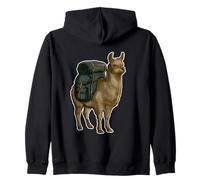 Llama Hiking Adventure Explorer Backpack Zip Hoodie