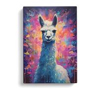 Llama Impressionism Art Canvas Print for Living Room Bedroom Home Office Décor, Wall Art Picture Ready to Hang, 30x20 Inch (76x50 cm)