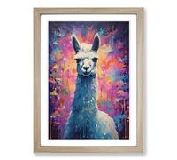 Llama Impressionism Framed Print | A2 Oak Framed Wall Art | Ready to Hang | Impressionist Animal Picture | Living Room Bedroom Lounge Office