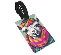 Llama in A Scarf Print Bag Tags for Luggage, Waterproof PVC Travel Tags for Suitcases Travel Bag Tag with Name Label