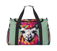 Llama in A Scarf print Carry on Luggage for Women Men Shoulder Weekender Crossbody Bag for Yoga Travel Must Haves, Black, One Size