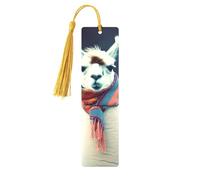 Llama in A Scarf Printed Metal Bookmarks M - Gold Lightweight Aluminium Book Marker for Books, Journals & Gifts, Ideal Book Lovers, Holiday Decor & Crafts