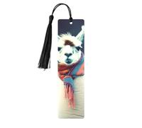 Llama in A Scarf Printed Metal Bookmarks S - Black Lightweight Aluminium Book Marker for Books, Journals & Gifts, Ideal Book Lovers, Holiday Decor & Crafts