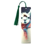 Llama in A Scarf Printed Metal Bookmarks S - Dark Green Lightweight Aluminium Book Marker for Books, Journals & Gifts, Ideal Book Lovers, Holiday Decor & Crafts