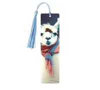 Llama in A Scarf Printed Metal Bookmarks S - Sky Blue Lightweight Aluminium Book Marker for Books, Journals & Gifts, Ideal Book Lovers, Holiday Decor & Crafts
