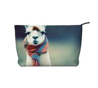 Llama in A Scarf Prints Corduroy Makeup Bag for Women Girls, Spacious Travel Cosmetic Organiser for Make-up, Toiletries & Essentials