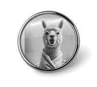 Llama in Bath Round Brooch Pin Lapel Pins Tie Suit Dress Accessories for Men Women Wedding Birthday