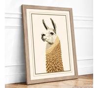 Llama in Profile Japandi Framed Wall Art Print A2 Oak