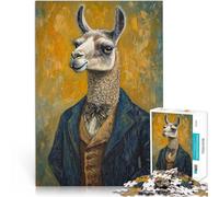 Llama in Suit Painting1000 Piece Jigsaws for teenagers Stress Reliever Difficult Challenge is ideal as gifts for the whole family 38x26cm