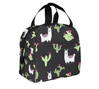 Llama Insulated Lunch Bag Cactus Animal Alpaca Tropical Plant Flowers Cartoon Hand Drawn Wildlife Lunch Tote Bag for Women Men Picnic Work