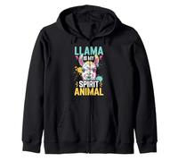 Llama Is My Spirit Animal Colorful Artistic Painted Graphic Zip Hoodie