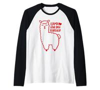 Llama Love You Forever Cute Funny Valentine's Day Pun Raglan Baseball Tee