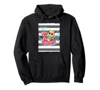 Llama on a floating flamingo Pullover Hoodie
