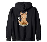 Llama Pasta Cartoon Zip Hoodie