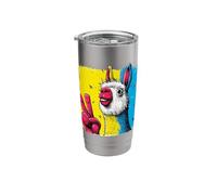 Llama Peace Sign Retro Pop Character Graphic Gesture Funny Stainless Steel Insulated Tumbler