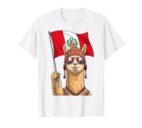 Llama Peru Flag Sunglasses Funny Value Graphic T-Shirt, Men, White, XL