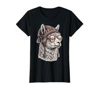 Llama Peru Glasses Funny Value Graphic T-Shirt, Women, Black, S