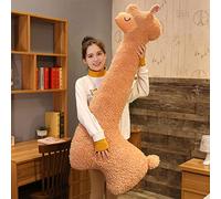 Llama Pillow, Giant Alpaca Plush Long Body Pillow, Fluffy Alpaca Stuffed Animal, Cuddly Alpaca Pillow Christmas Birthday Gift(Brown-130cm)