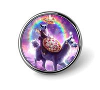 Llama Pizza Galaxy Round Brooch Pin Button Lapel Tie Badge Hat Clothes Accessories for Men Women
