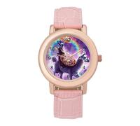 Llama Pizza Galaxy Women's Wrist Watch Fashion Alloy Quartz Watch with Strap Easy to Read