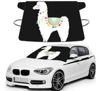 Llama Print Car Windshield Sun Shade, Oxford Winter Windshield Cover For Snow Ice Uv Secure For All-Season