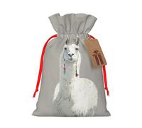 Llama Print Printed Christmas Drawstring Gift Bags-Xmas Wrapping Bags,Candy Bag,For Holiday Party Decorations,Wedding Party Supplies S Red Ribbon