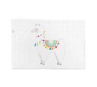 Llama Printed Adult Fun Puzzle wooden puzzle in a plastic box with letters printed on the back home decor party toy