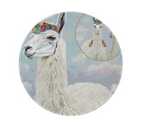Llama Printed Gaming Mouse Pad 1 PCS, Round Non-Slip Rubber Base Laptop Mousepad Desk Mat for Gamer, Office, Home