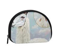 Llama Printed Mini Coin Pouch, Shell Shape Zip Around Wallet, Small Zipper Pouch for Cash, Cards, Keys, Lipstick, Storage Pouch, Travel Organizer