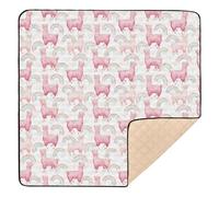 Llama Rainbow White Cute Foldable Baby Activity Play Mat for Indoor Outdoor Comfortable Activity Entertainment Mat for Newborns Babies Infants Toddlers, 50'' x 50''