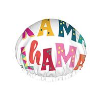 Llama Shower Cap,Cute Llama Colorful Lettering No Drama Llama Waterproof Double Layer Bath Caps Perfect For All Hair Lengths And Thicknesses