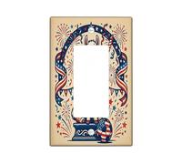 Llama Single Rocker Light Switch Cover, Festive Vintage Stars Banners Independence Day Red Plastic Standard Size Switch Plate Decorative for Home Living Room Bedroom Bathroom Decor