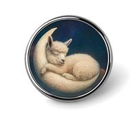 Llama Sleeping on The Moon Brooch Buttons for Women Dress Blouse Low Cut Tops Cloth Decoration