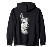 Llama Smoking Cigarette Vintage Llama Alpaca Funny Meme Zip Hoodie