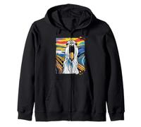 Llama The Scream Painting Funny Cotopaxi Souvenir Zip Hoodie