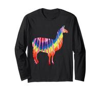 Llama Tie Dye Silhouette Hippie Rainbow Colors Love Llamas Long Sleeve T-Shirt