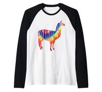 Llama Tie Dye Silhouette Hippie Rainbow Colors Love Llamas Raglan Baseball Tee