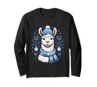 Llama Ugly Chanukah Sweater for Women Funny Hanukkah Holiday Long Sleeve T-Shirt