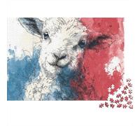 Llama Watercolor Painting Jigsaw Puzzles Puzzles for Adults Kids. 1000 Pieces Impossible Challenge Toy Educational Games Home Decoration for Educational Games Gifts 70x50cm/1000pcs