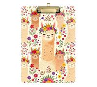Llama White Flowers car clipboard Transparent for Personalized clipboards for Teachers Size 9 x 12
