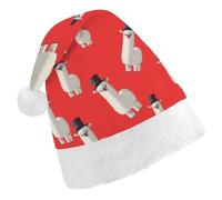 Llama With Black Top Hat Christmas Hats Accessories Red Xmas Pattern Fancy Dress With Fur